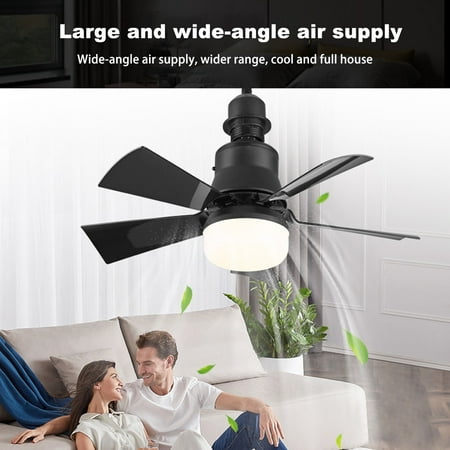 

Pebbuoy LED Ceiling Fan Light with Remote Control 3 Speeds Strong Airflow Low Noise Timer Function Energy-Saving Screw Lamp Holder Ceiling Fan
