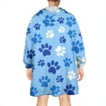 thumbnail image 2 of Wearable Oversized Blanket,Blue Dog Paw Footprint Wearable Blanket Hoodie for Adults,Cozy Hooded Blankets with Super Pockets,Super Warm Fuzzy Pullover for Women & Men, 2 of 6