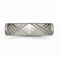 thumbnail image 3 of Grey Titanium Ring Band Wedding Criss-cross Design 6mm Brushed and Polished, 3 of 6