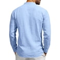thumbnail image 4 of USNSM Mens Linen Henley Shirts Long Sleeve Casual Solid Color Summer Beach T Shirts with Pocket Lightweight Hippie Yoga Tops Blue XXL, 4 of 7