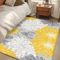 thumbnail image 5 of Rectangle Area Rug 4x6ft, Abstract Flowers on Gray Non-Shedding Washable Area Rug, Watercolor Yellow White Flowers Non Slip Low-Profile Rugs for Living Room, Bedroom Dining Room, 5 of 9
