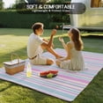 thumbnail image 4 of Colorful Striped Outdoor Rug for Patio/Deck/Porch, Non-Slip Large Area Rug 4 x 6 Ft, Pink Blue Yellow Abstract Vertical Lines Indoor Outdoor Rugs Washable Area Rugs, Camping Rug Carpet Runner, 4 of 8