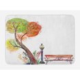 thumbnail image 1 of Forest Bath Mat, Autumn Day in the Park with Fall Leaves and Trees Hand Drawn Style Vintage Picture, Non-Slip Plush Mat Bathroom Kitchen Laundry Room Decor, 29.5 X 17.5 Inches, Green Brown, Ambesonne, 1 of 2