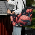 thumbnail image 3 of Ratiio Colorful Floral Flamingo Print Large Capacity Beach Travel Bag, Polyester Waterproof Tote Bag with Zipper for Vacation and Daily Use, 3 of 6
