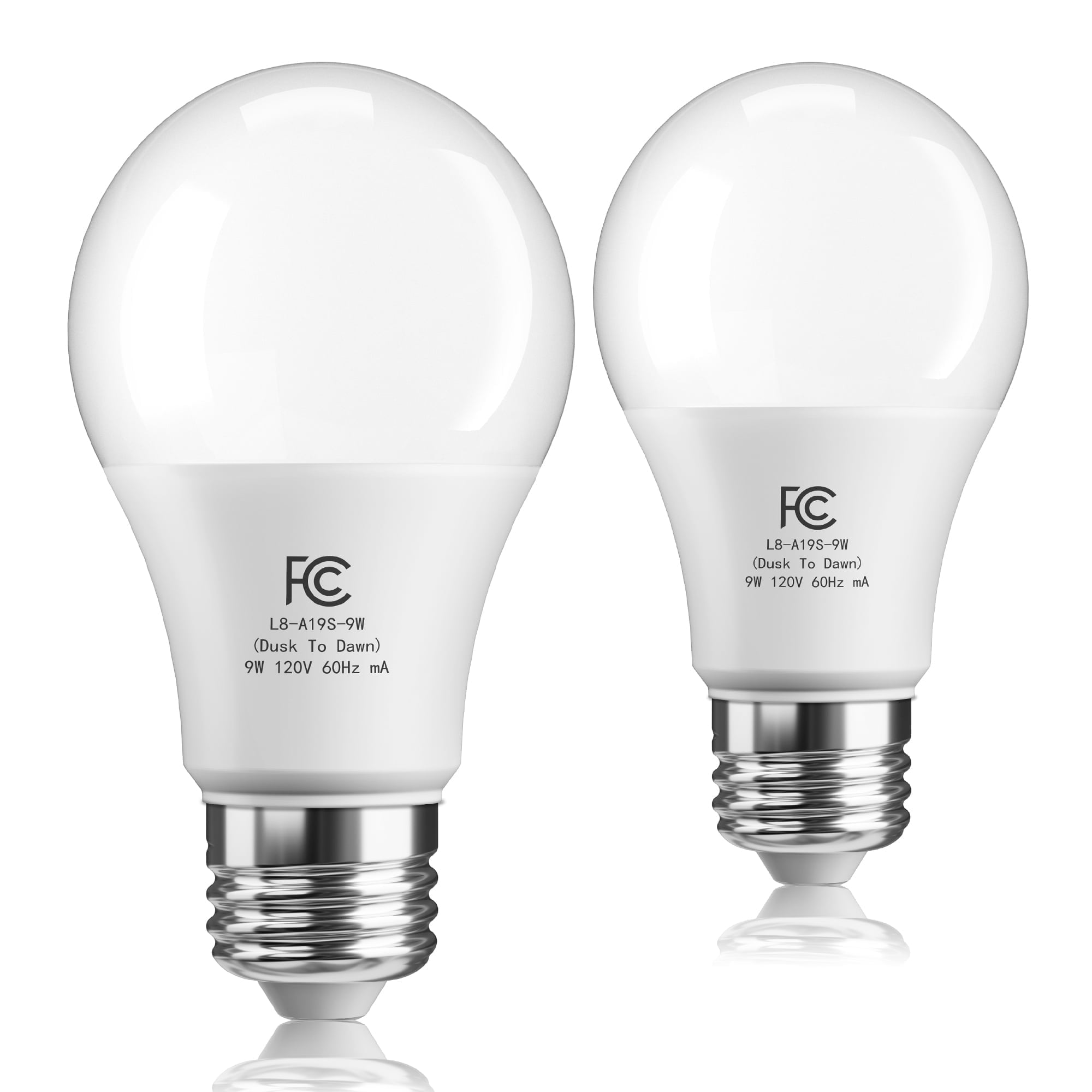 DAYBETTER Dusk to Dawn Light Bulbs Outdoor with Infrared Function, 60 Watt Equivalent, Automatic On/Off Sensor LED Light Bulb, 9W Daylight 5000K, 800Lumen, A19 E26 Bulbs,2pack