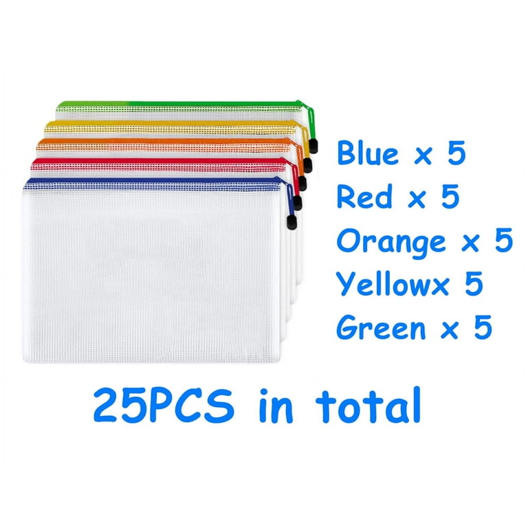 Walmart 25Pcs A4 Plastic File Folders, Waterproof Zipper