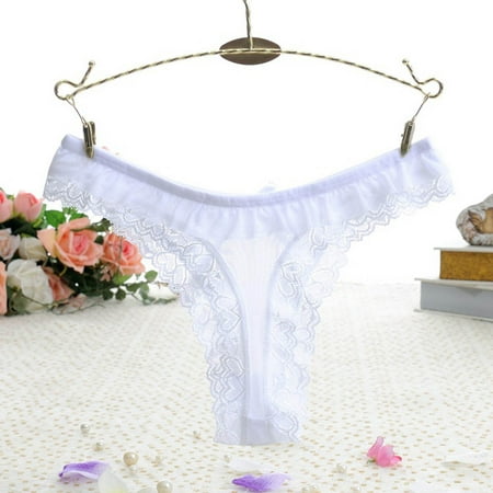 

DENGDENG Womens Stretch Sexy Lace Panties Seamless Low Waisted Underwear See Through Solid Briefs