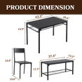 thumbnail image 4 of Ktaxon 4 Pcs Dining Table Set, Dinning Set for 4 with 2 Chairs and Bench, Dinner Table with Storage Rack, Nesting Furniture Set for Dining Room, Restaurant, Black Wood, 4 of 8