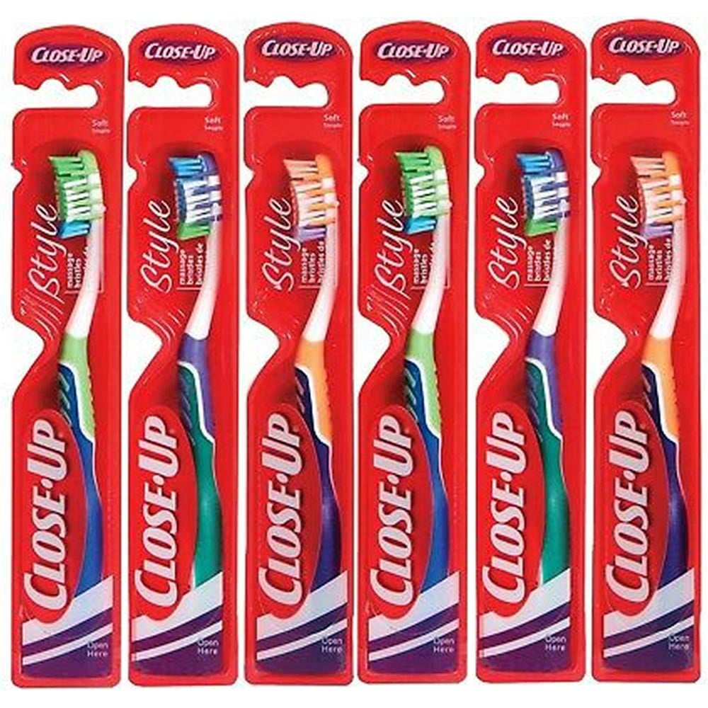 6 CloseUp Toothbrushes Travel Soft Bristles Full Head Tongue Scraper