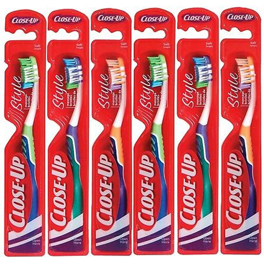 6 CloseUp Toothbrushes Travel Soft Bristles Full Head Tongue Scraper