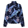 thumbnail image 5 of Jackets for Women Winter Coat Jackets Flannel Stand Collar Jacket(Hammerhead Shark Flower,Size:S-4XL), 5 of 7