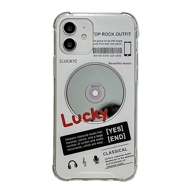 Funda de teléfono con espejo de CD de moda Retro INS para iphone 14, 13, 12, 11 Pro, XS, Max, X, XR, letra creativa, cuatro esquinas, cubierta suave anticaída Fivean unisex