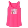 thumbnail image 4 of Summer Vibes Tank Top for Women & Teens Tropical Colorful Palm Tree Graphic Shirt Neon Pink Tank Top Small, 4 of 5
