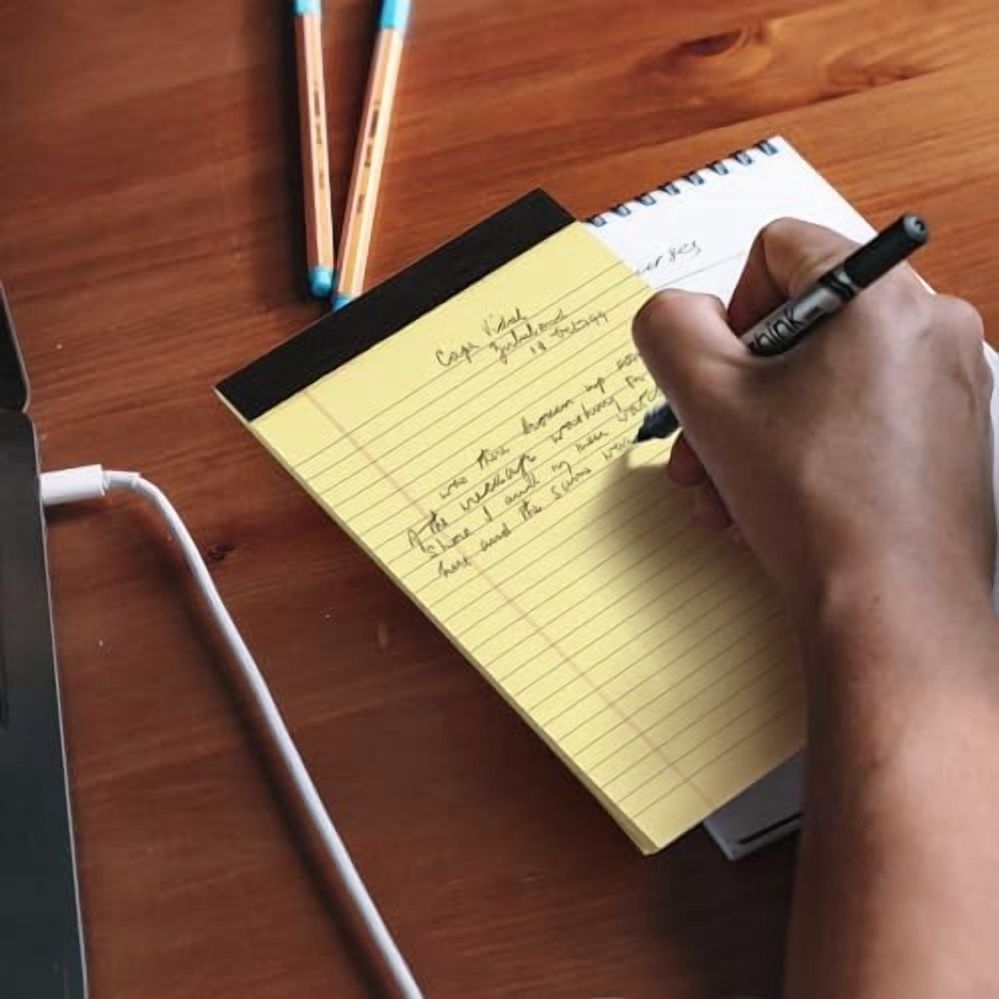 Tekola 12 Pack Yellow Note Pads 5x8, Small Legalpads 5x8 Yellow for Office, Perforated College Ruled Writing Pads - 30 Sheets Samll Notepad