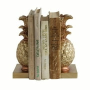 CREATIVE CO-OP Ember Interiors Pineapple Shaped Gold Resin Bookends (Set of 2 Pieces)