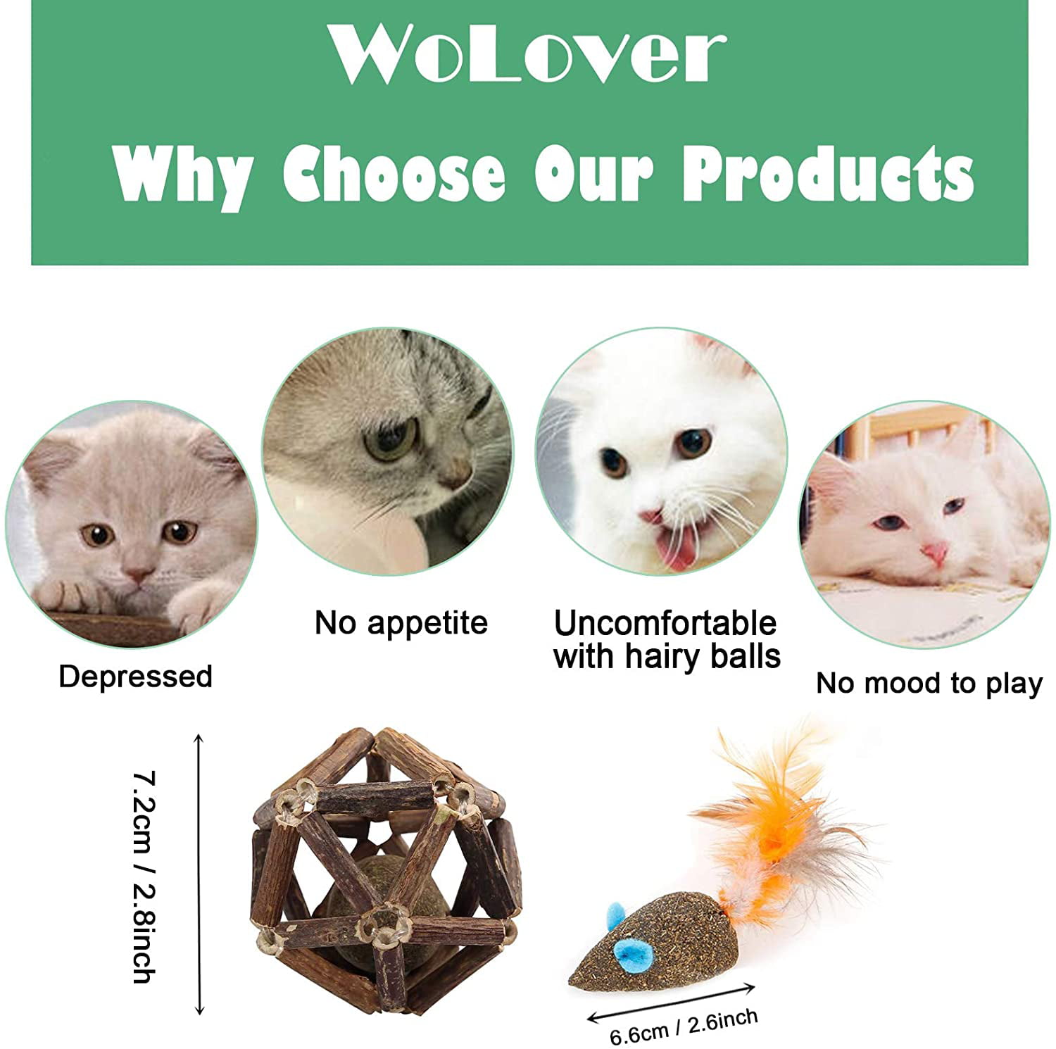 WoLover Cat Catnip Sticks Natural Matatabi Silvervine Sticks Cleaning Teeth Molar Tools Kitten Cat Chew Toy Natural Catnip Mouse Cat Toy 