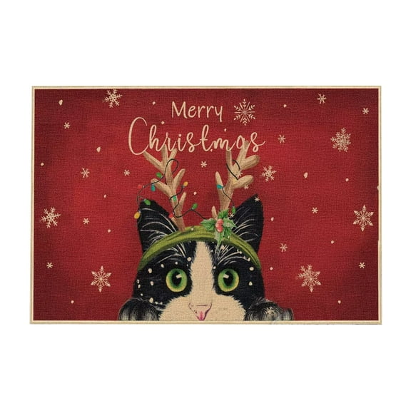 Christmas Doorway Mat, Water-Absorbent Floor Mat, Thickened Non-Slip Entrance Rug with Festive Holiday Designs, Durable Polyester, 80x50cm, Indoor Outdoor Use
