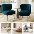 thumbnail image 7 of Velvet Armless Accent Chair Set of 2 Gold Metal Legs Modern Upholstered Single Sofa Side Chair Home Living Room Teal, 7 of 7