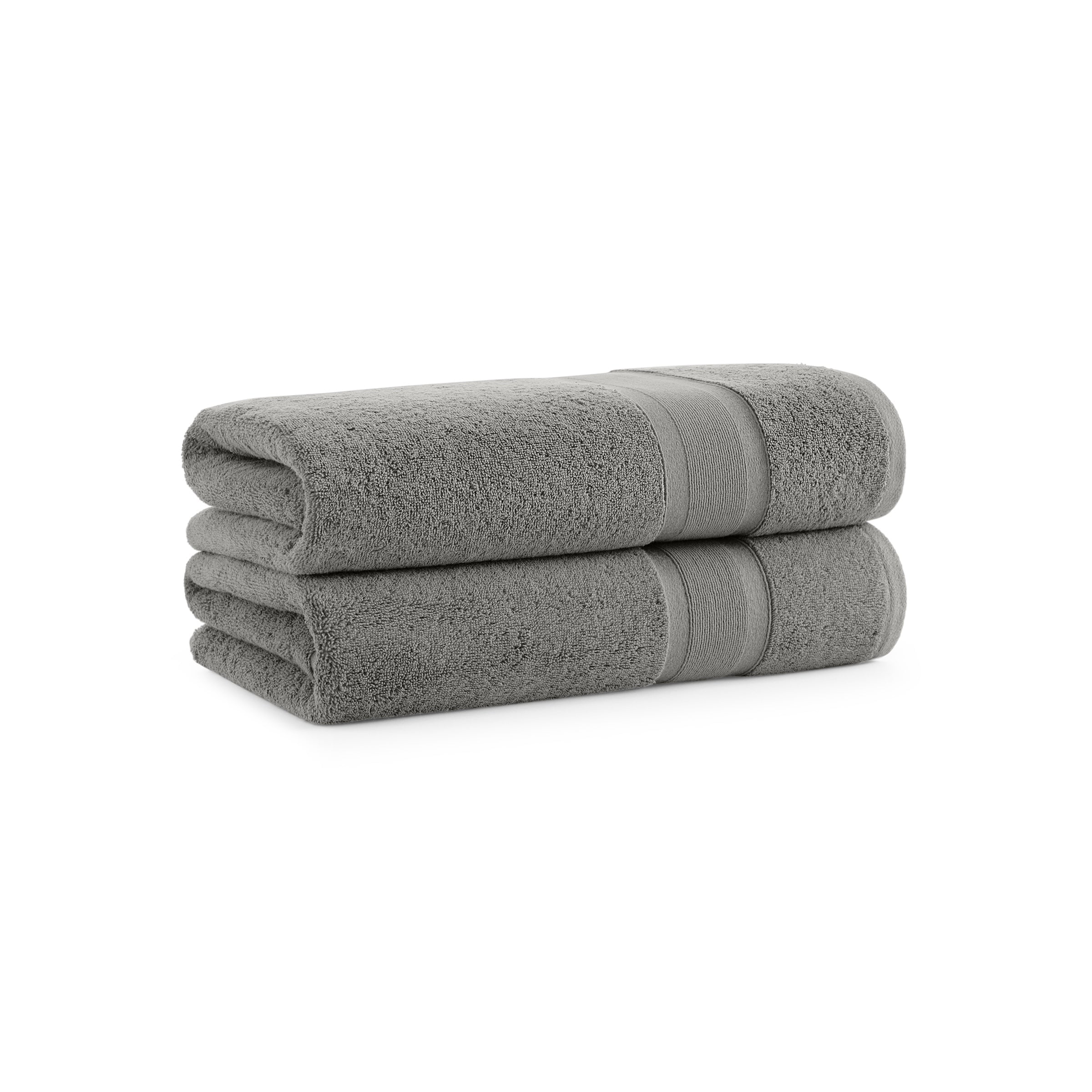 Aston & Arden Eco-Friendly Aegean Bath Towels (2 Pack), Recycled Ultra  Plush Turkish Cotton, 30x60 in., White with Light Grey Striped Woven Dobby  