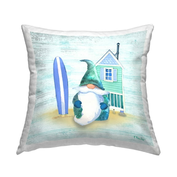 Stupell Industries Seaside Beach House Gnome Printed Throw Pillow Design by Paul Brent