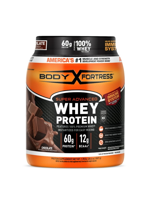 Body Fortress 100% Whey, Premium Protein Powder, Chocolate, 1.78lbs (Packaging May Vary)