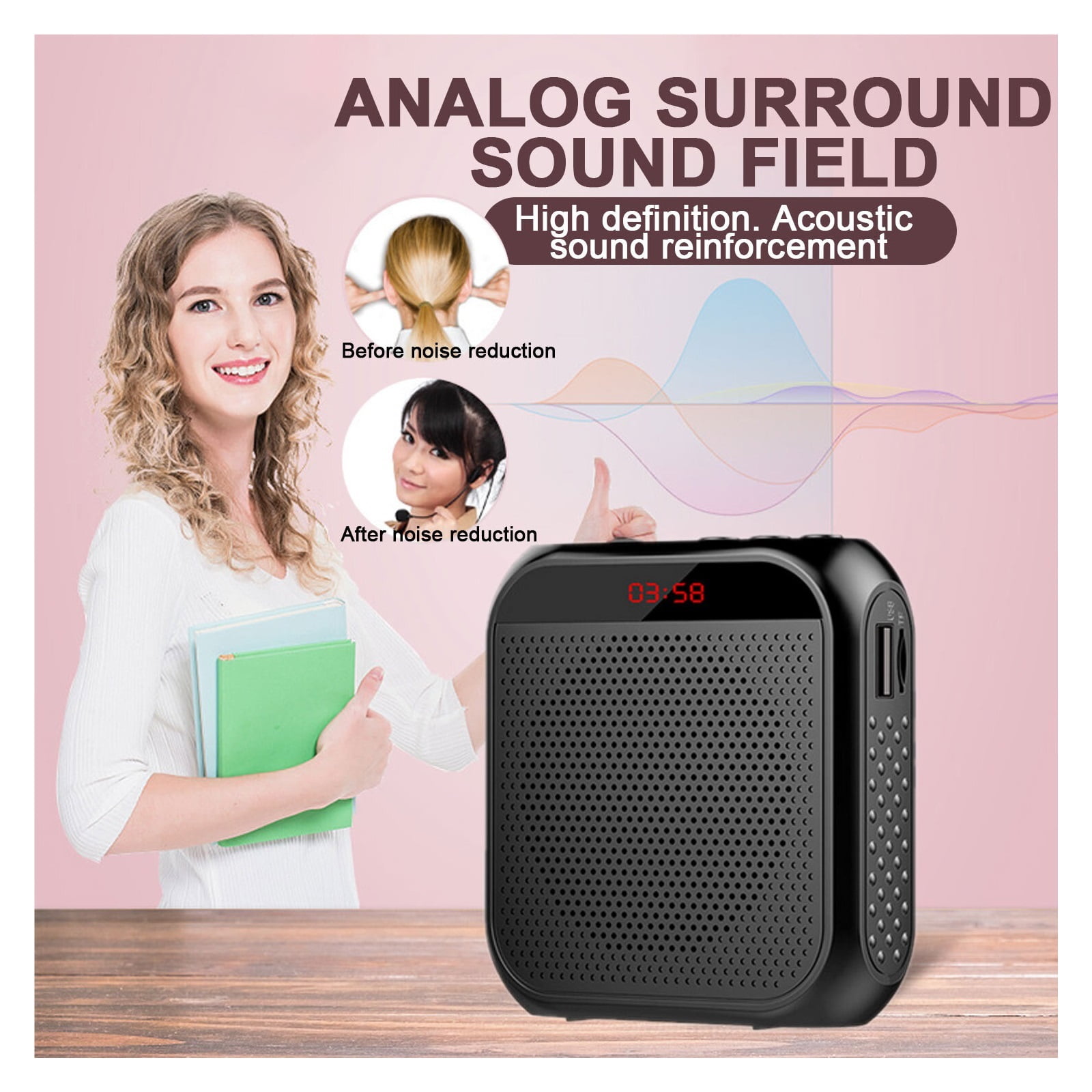 5W 2400mAh Voice Amplifier Multifunctional Portable Personal Voice Speaker With Microphone Display For Teachers Speech ,Powerful Voice Amplifier