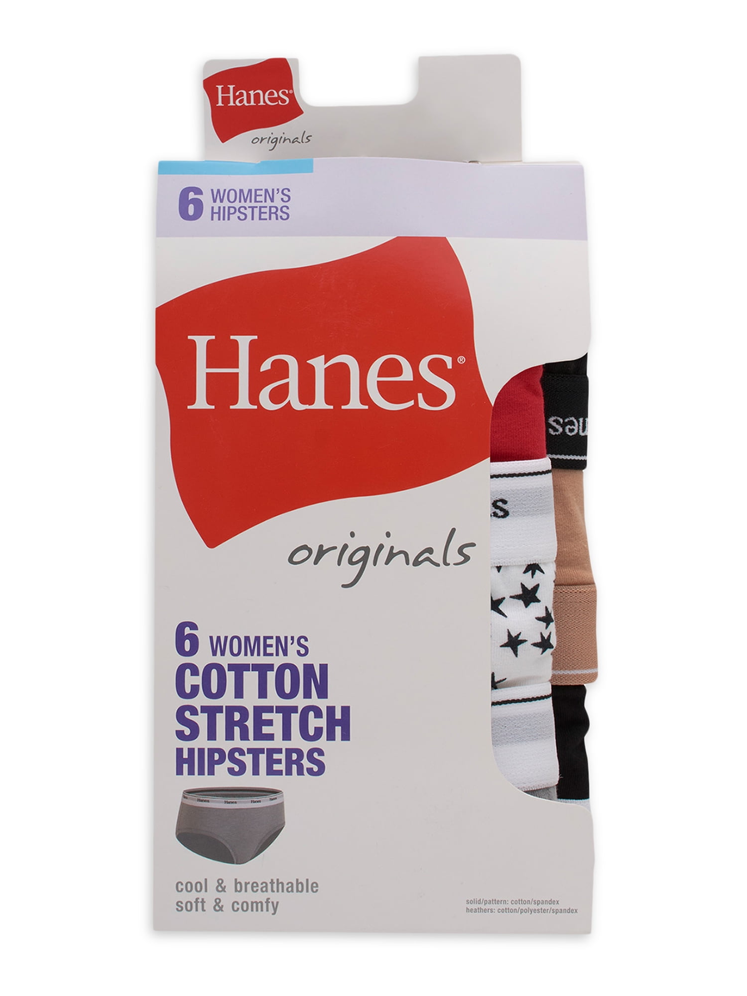 Hanes Womens Underwear Hipster 6-Pack, Breathable Panties, Stretch Cotton Underwear for Women