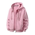 thumbnail image 3 of BiZtdJrK Pink Mens Drawstring Hoodies Zip Up Long Sleeve Jackets with Pockets Lightweight Casual Solid Color Hooded Sweatshirts L, 3 of 9