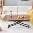 thumbnail image 3 of Hi loPres Folding Dining Table with Lift Top, 4-in-1 Multi-functional Expandable Coffee Table to Dining Table for Small Space Apartment, Walnut, 3 of 9