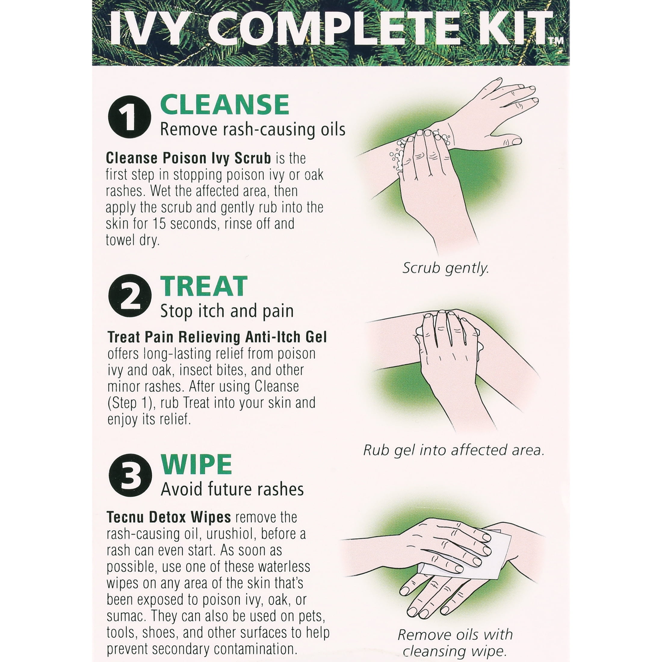 (3 pack) Tecnu Ivy Complete Kit, Poison Ivy Kit with Poison Ivy Scrub, Itch & Pain Relief Gel & Detox Wipes