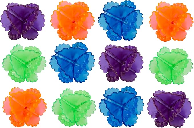 Laundry Balls for Washing Machine 12 Pcs - Plastic Agitator Balls for Washing Machine - Tangle Free Washer Balls for Cleaning Better - Colorful Reusable Laundry Scrubbing Balls