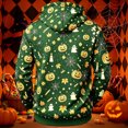 thumbnail image 4 of Men's Halloween Hoodie, Graphic Pullover Sweatshirt Pumpkin Printed Spooky Season Casual Fall Outfit Streetwear Top Green 2XL, 4 of 4