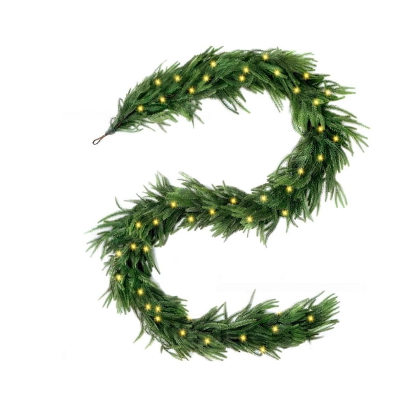 2026 Christmas Home Party Decoration Lit Artificial Garland Flexible Green Christmas With Warm Lights For Decor Christmas Celebration Party Supplies