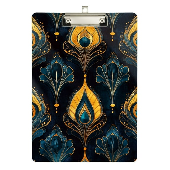 FORMRS Acrylic Clipboard with Low Profile Clip Standard A4 Letter Size, 12.5" x 9", Navy Blue Art Pattern