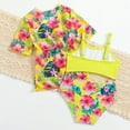 thumbnail image 4 of MUXiin Girls Size 10 Swimsuit Three-Piece Tropical Print Girls Bathing Suit Rash Guard Durability Pool Party Swimsuit Lightweight Colorful Kids' Swimming Clothes, 4 of 4
