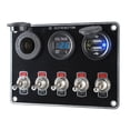 thumbnail image 3 of Panel de interruptores de barco de 5 bandas para coche, combinación de salida de 12V, doble USB, remolque de 12V/24V Luz azul kusrkot panel de interruptores, 3 of 6