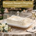 thumbnail image 4 of Basicwise 16" Rectangular Cake Stand Dessert Serving Platter with Clear Tray and Cover Gold Pedestal Base Beaded Edge Display for Cakes Pastries & Cupcakes Ideal for Weddings & Special Occasions, 4 of 9