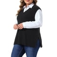 thumbnail image 4 of Agnes Orinda Women's Plus Size V Neck Knit Sweater Vest Sleeveless Side Split Casual Pullover Waistcoat 1X Black, 4 of 6