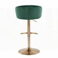 thumbnail image 3 of Modern Glam 2-Piece Gold Steel Bar Stools with Green Velvet - Rounded T Footrest, 3 of 5