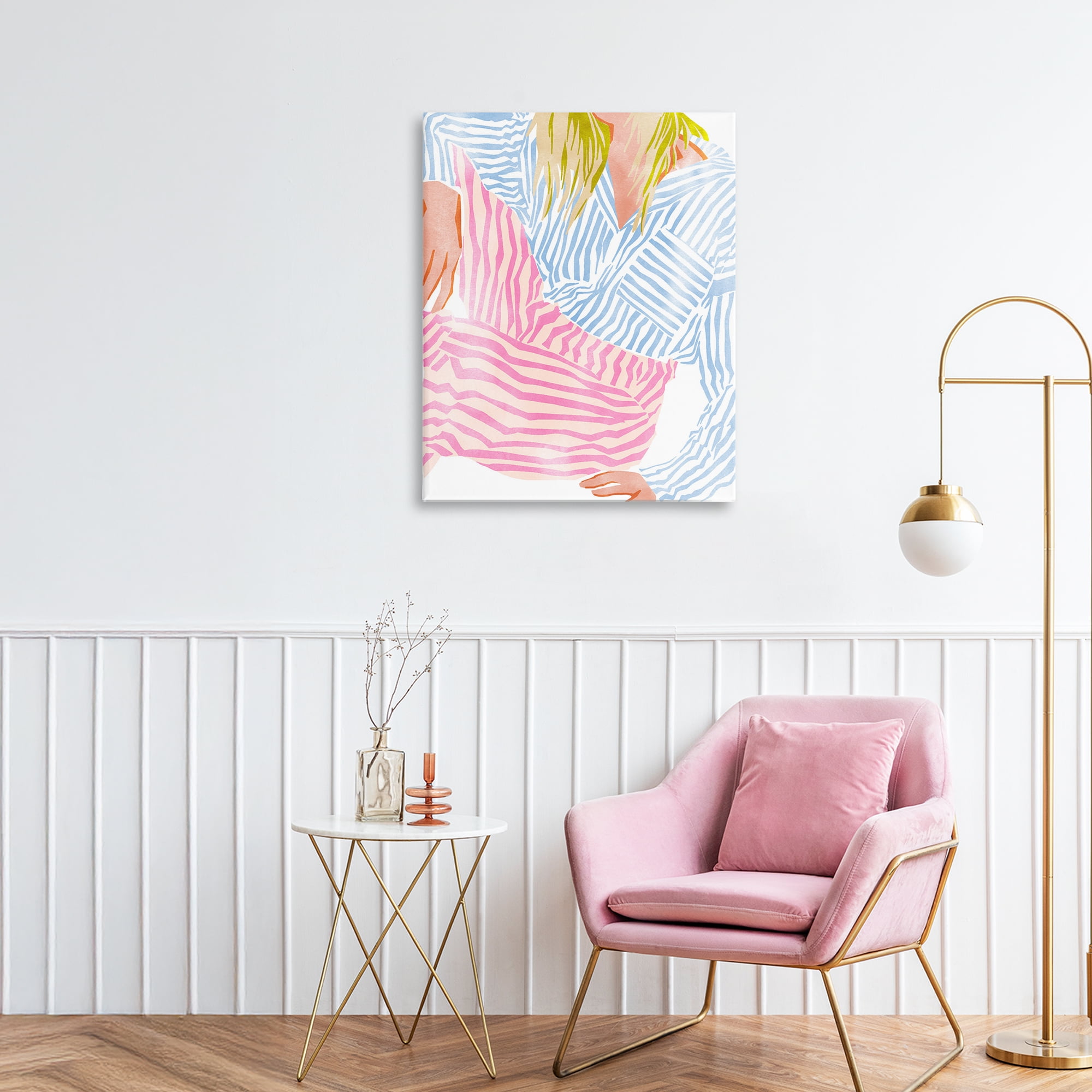 Female in Pastel Stripes Canvas Wall Art, design by Ziwei Li
