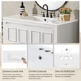 thumbnail image 5 of viswild 36" Bathroom Vanity with Ceramic Sink Vintage Espresso Durable Solid Wood Storage Cabinet Soft Close Doors Distressed Finish, Antique White, 5 of 9