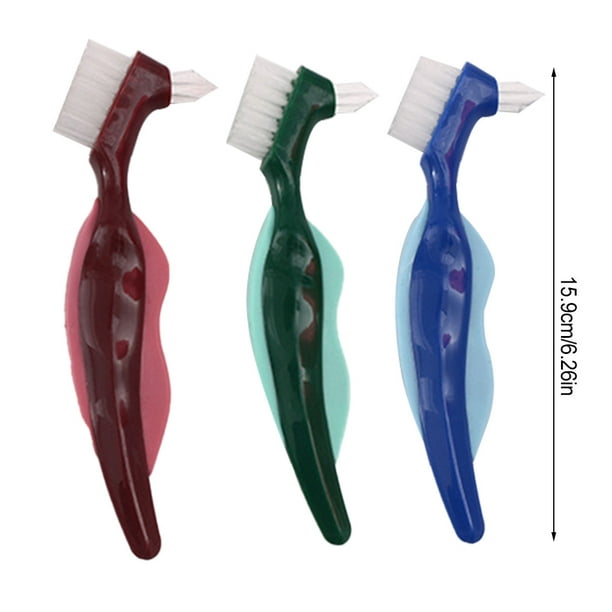 False Teeth Brush Multi-Layered Ergonomic Handle Remover Oral Cleaning  Brush Efficient Tool Grip Efficient Plastic Dental Care Supplies Blue 