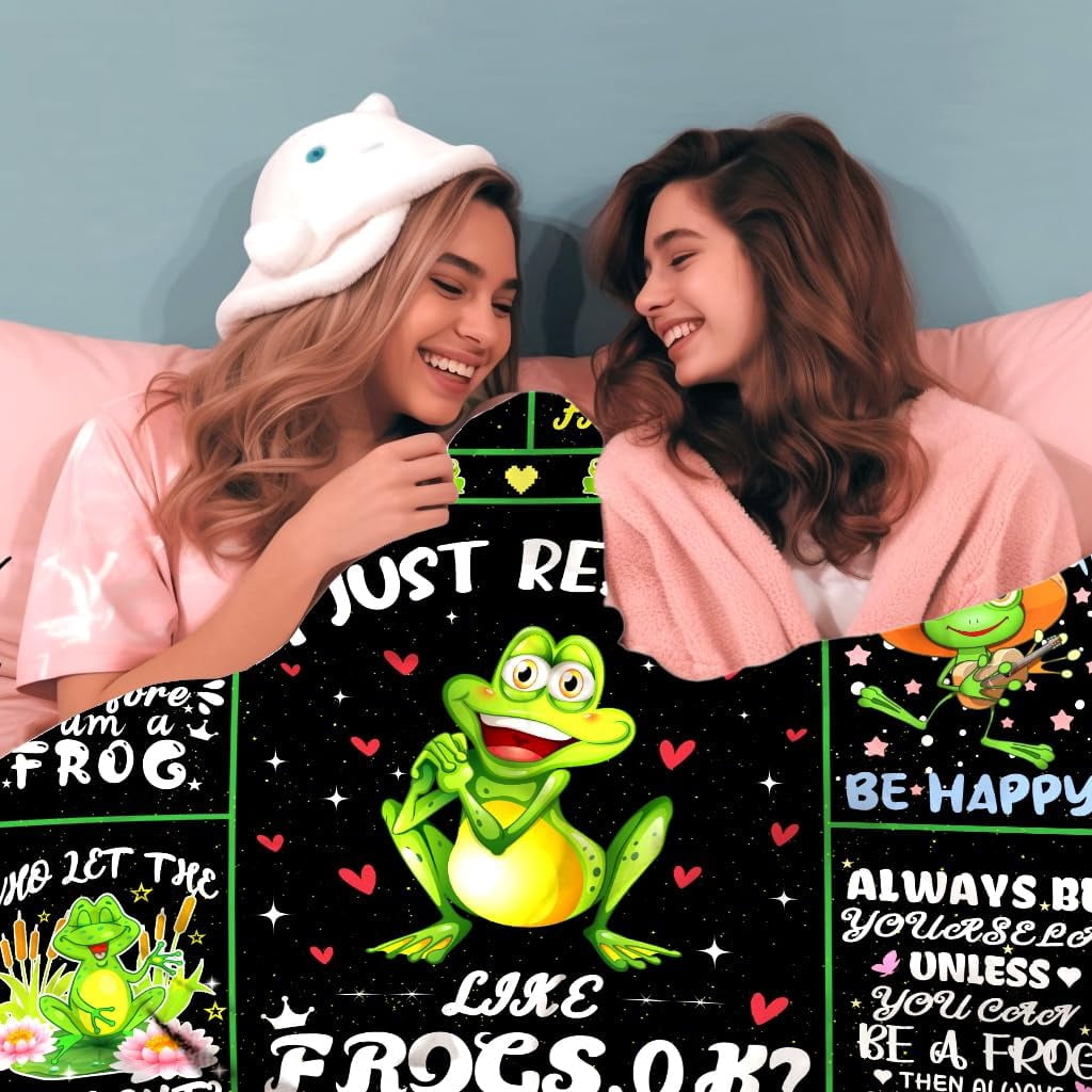 Funny Frogs Blanket Gifts for Women,Soft Cozy Flannel Anime Cute Frogs Throw Blankets Funny Frog Bed Sofa Couch Birthday Gifts for Adults Frog Lovers Women Girls 80"x60"