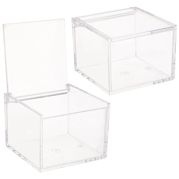 2pcs 4 Grids Transparent Plastic Gift boxes with Flip Cover Square Clear 7.9x7.9x6cm Inner Diameter: 4.8x4.8x4.7cm 2pcs