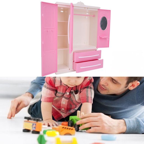 Armario para casa de muñecas Jadeshay 3 puertas multifuncional Plástico