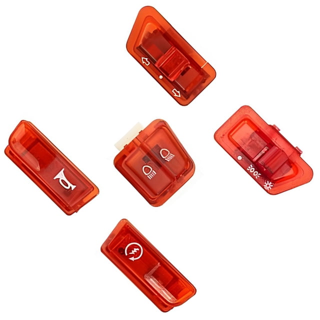Kenally 5 unids/set interruptor de motocicleta modificado transparente bicicleta eléctrica altavoz faro controlador parte Accesorios Accesorios para motos Rojo Kenally VI018538-04