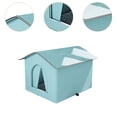 thumbnail image 1 of Casa para gatos al aire libre, refugio para gatos callejeros, casa para perros, cueva para gatitos con aislamiento cálido, resistente a la intemperie Azul grande, 1 of 8