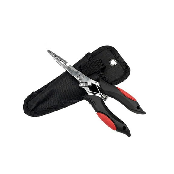 BE-TOOL Long Nose Fishing Pliers Fish Gripper Locking Clasp Design Fishing Gear Tool for Freshwater Saltwater Black With Red
