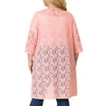 thumbnail image 3 of MODA NOVA Junior's Plus Cardigan Lace Open Front 3/4 Sleeve Bolero Cardigan  Pink 2X, 3 of 6