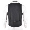 thumbnail image 3 of GFDYREE Men's Slim Fit Herringbone Tweed Suits Vest Premium Wool Blend Waistcoat, 3 of 7
